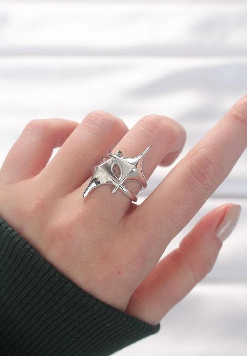 Yıldız Model Silver Renk Ayarlanabilir Yüzük - TJ-BYK3143