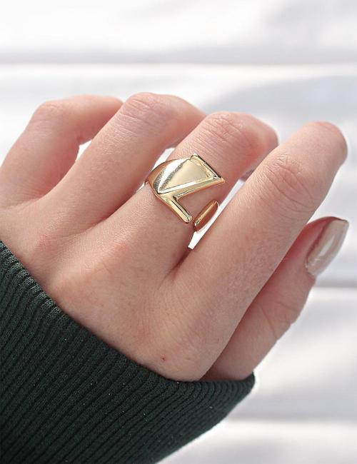 Z Harfli Altın Renk Ayarlanabilir Yüzük - TJ-BYK3153