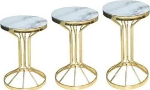 Brc Zigon 14055 Bufalo BEYAZ MERMER TEMPER Cam Metal GOLD renk Kaplama El Yapım