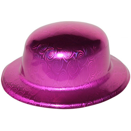 Pembe Renk Hologramlı Plastik Yuvarlak Melon 27X24 Cm