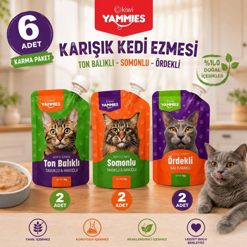 Pets Yammies Karışık Kedi Ezmesi 90 Gr*6 Adet