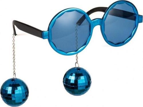 Mavi Renk Disko Toplu Küpeli Parlak Yılbaşı Parti Gözlüğü