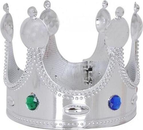 Plastik Kral Tacı Gümüş Renk Çocuk Boy 45 cm
