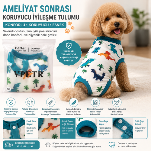 🐾 Ameliyat Sonrası Koruyucu Köpek Tulumu – Recovery Suit