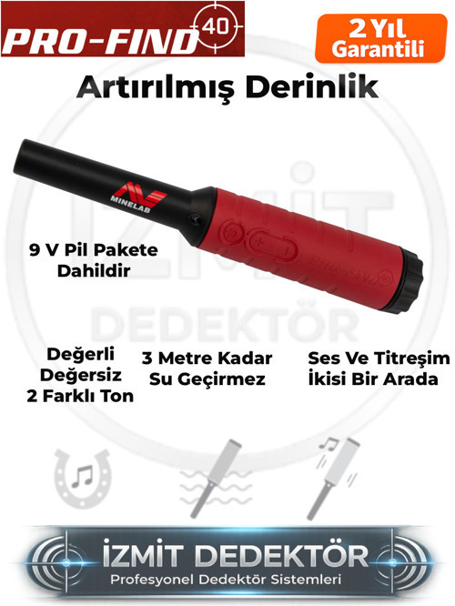 Minelab PRO-FIND 40 Ayrımlı Pinpointer Su Geçirmez Metal Dedektörü – İzmit Dedektör