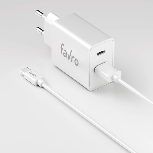 Favro 20W USB-A + USB-C Şarj Başlık + USB / Type-C Şarj Kablosu 2