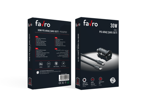 30W PD USB-C Araç Şarj Cihazı + Type-C / Type-C Şarj Kablosu