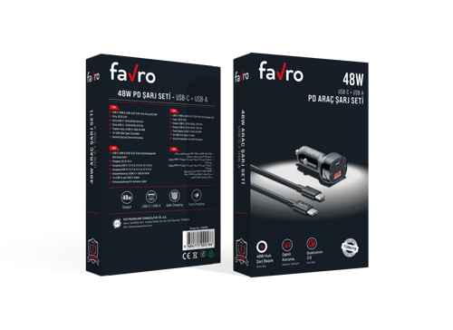 48W PD USB-C + USB-A Araç Şarj Seti
