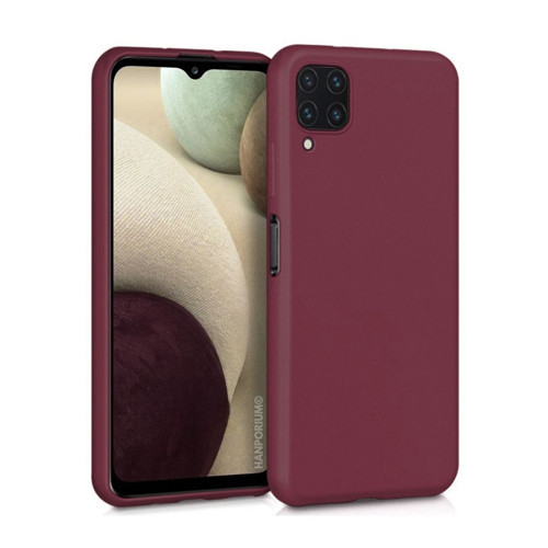 Samsung Galaxy A12 Uyumlu Silikon Kılıf - Pastel Renk Tonu Kamera Korumalı Esnek Kapak - Bordo