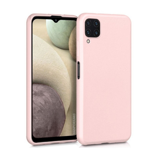 Samsung Galaxy A12 Uyumlu Silikon Kılıf - Pastel Renk Tonu Kamera Korumalı Esnek Kapak - Pudra Pembe