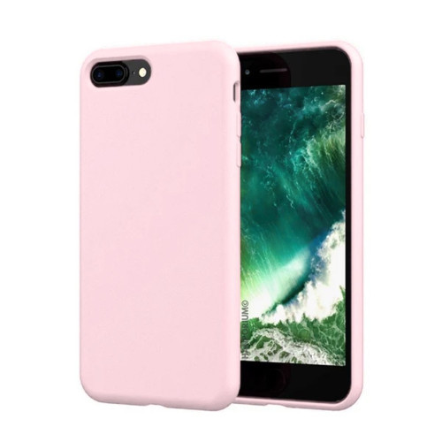 Apple iPhone 8 Plus Uyumlu Silikon Kılıf - Pastel Renk Tonu Kamera Korumalı Esnek Kapak - Pudra Pembe