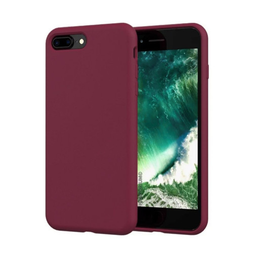 Apple iPhone 8 Plus Uyumlu Silikon Kılıf - Pastel Renk Tonu Kamera Korumalı Esnek Kapak - Bordo