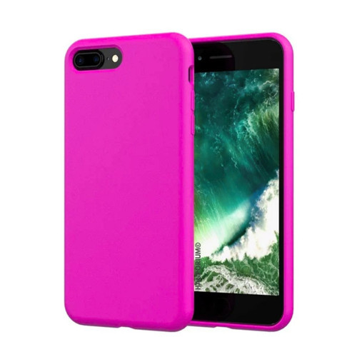 Apple iPhone 8 Plus Uyumlu Silikon Kılıf - Pastel Renk Tonu Kamera Korumalı Esnek Kapak - Fuşya