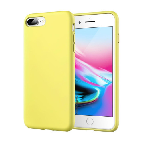 Apple iPhone 8 Plus Uyumlu Silikon Kılıf - Pastel Renk Tonu Kamera Korumalı Esnek Kapak - Sarı