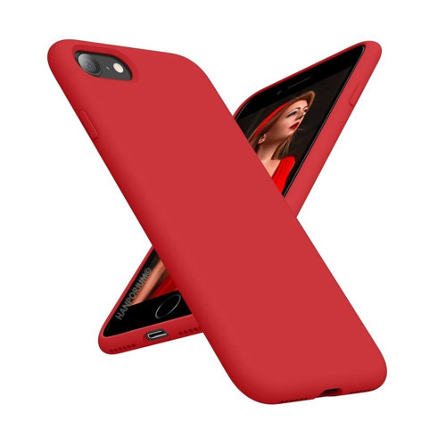 Apple iPhone 7 Uyumlu Silikon Kılıf - Pastel Renk Tonu Kamera Korumalı Esnek Kapak - Kırmızı