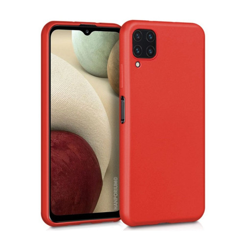 Samsung Galaxy A12 Uyumlu Silikon Kılıf - Pastel Renk Tonu Kamera Korumalı Esnek Kapak - Kırmızı