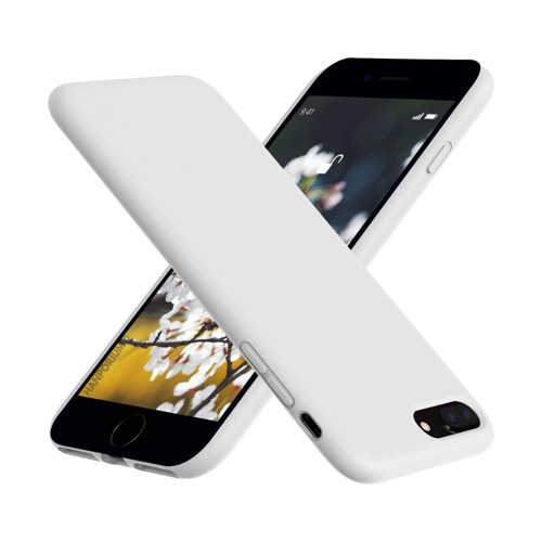 Apple iPhone 8 Plus Uyumlu Silikon Kılıf - Pastel Renk Tonu Kamera Korumalı Esnek Kapak - Beyaz