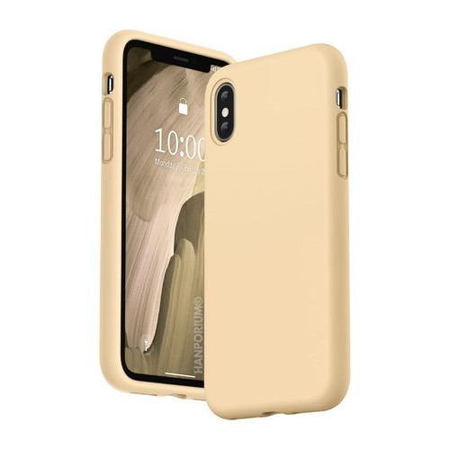 Apple iPhone X Uyumlu Silikon Kılıf - Pastel Renk Tonu Kamera Korumalı Esnek Kapak - Bej