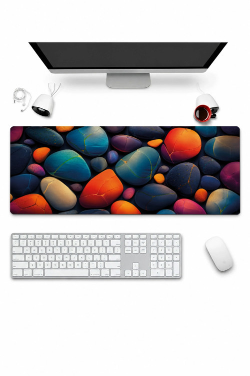 SonicTouch Klavye Mousepad 32x70cm Dikişsiz Pürüzsüz Sıvı Geçirmez Kaymaz Taban Kintsugi Çakılları