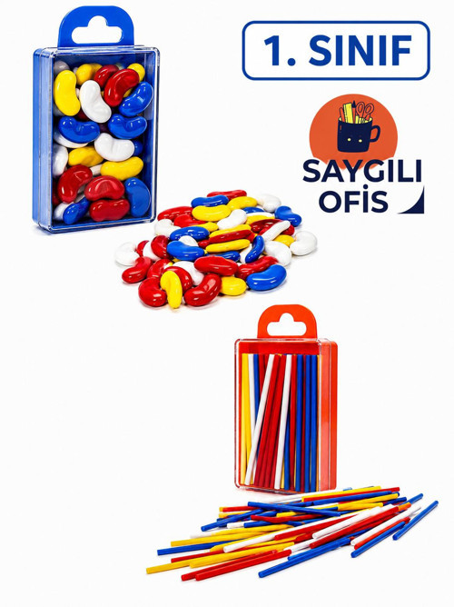 SaygılıofismSayı Sayma Seti 1 Paket Plastik Sayı Sayma Çubukları ve Fasülyeleri 1. Sınıflar için Renkli Çubuk Fasulye