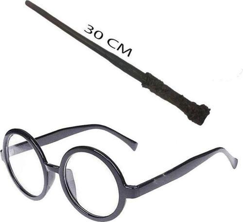 Harry Potter Asası 30 cm ve Siyah Çerçeveli Harry Potter Gözlüğü Seti