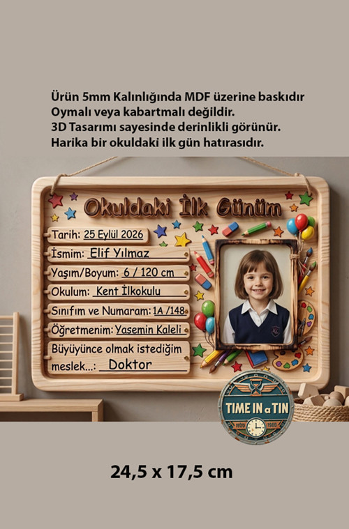 Time In A Tin Okulda ki İlk Gün Anı Panosu-İlkokul, Anaokulu ve Kreş Hatırası