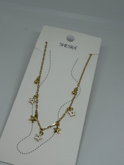 Gold Yıldız ve Taşlı Yıldız Figürlü Halhal