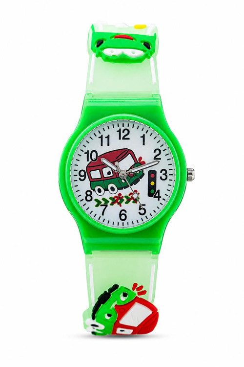Erkek Çocuk Yeşil İtfaiye Arabalı Analog Kol Saati ST-30440