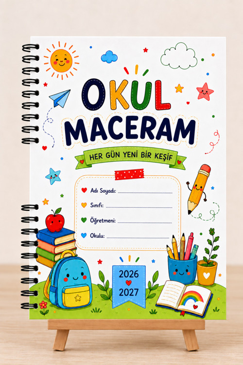 A5 Spiralli Okul Defteri, 40 Yaprak 80 Sayfa, Çizgili Defter