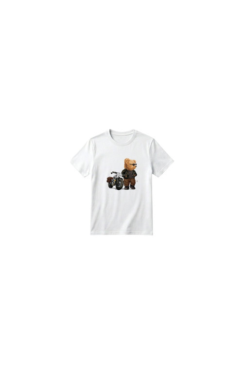 Unisex Kız Erkek Çocuk Baskılı Bisiklet Yaka Kısa Kollu Pamuklu Günlük T-Shirt