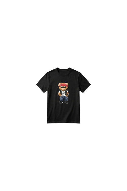 Unisex Kız Erkek Çocuk Baskılı Bisiklet Yaka Kısa Kollu Pamuklu Günlük T-Shirt