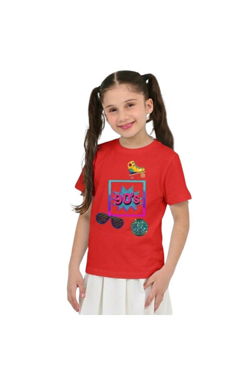 Unisex 90'Lar Temalı Baskılı Pamuklu Basic T-Shirt