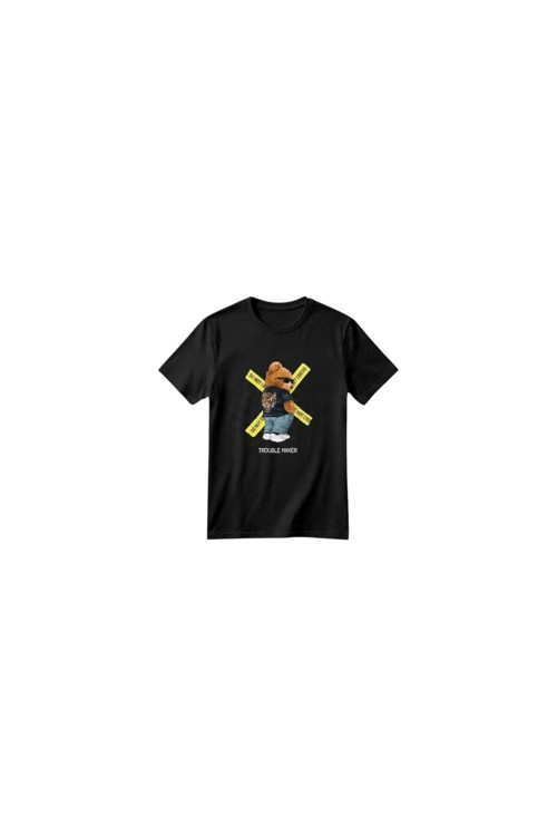Unisex Kız Erkek Çocuk Baskılı Bisiklet Yaka Kısa Kollu Pamuklu Günlük T-Shirt