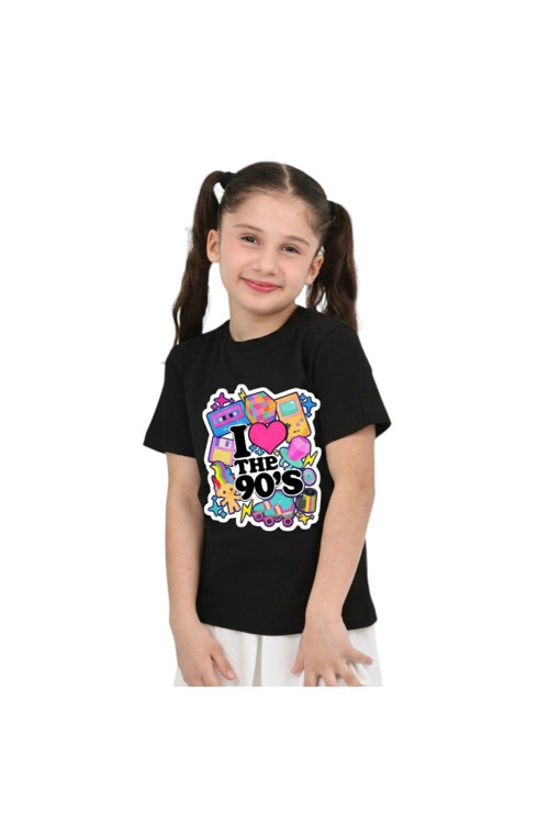 Unisex 90'Lar Temalı Baskılı Pamuklu Basic T-Shirt