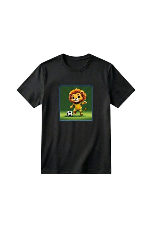 Unisex Kız Erkek Çocuk Baskılı Bisiklet Yaka Kısa Kollu Pamuklu Günlük T-Shirt