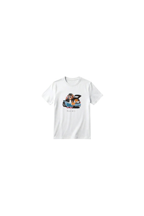 Unisex Kız Erkek Çocuk Baskılı Bisiklet Yaka Kısa Kollu Pamuklu Günlük T-Shirt