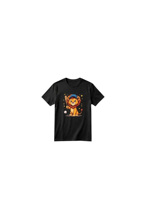 Unisex Kız Erkek Çocuk Baskılı Bisiklet Yaka Kısa Kollu Pamuklu Günlük T-Shirt