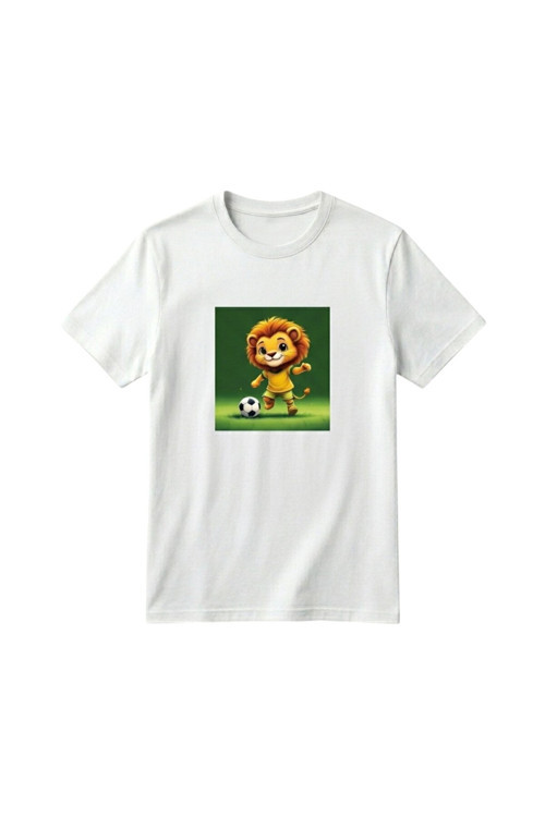 Unisex Kız Erkek Çocuk Baskılı Bisiklet Yaka Kısa Kollu Pamuklu Günlük T-Shirt
