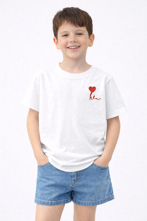 Kız Erkek Çocuk Oversize Nakışlı Pamuklu Unisex Yazlık T-Shirt