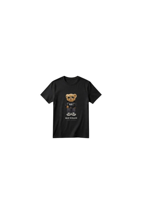 Unisex Kız Erkek Çocuk Baskılı Bisiklet Yaka Kısa Kollu Pamuklu Günlük T-Shirt