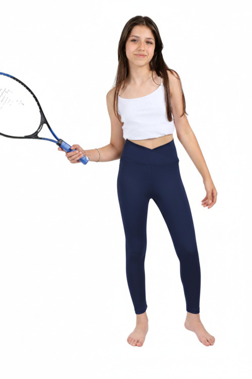 Kız Çocuk Okul Yüksek Bel Kruvaze Kemer, Koşu, Yürüyüş, Casual, Spor, Atletik, Egzersiz, Tayt