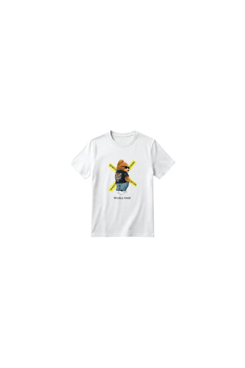 Unisex Kız Erkek Çocuk Baskılı Bisiklet Yaka Kısa Kollu Pamuklu Günlük T-Shirt