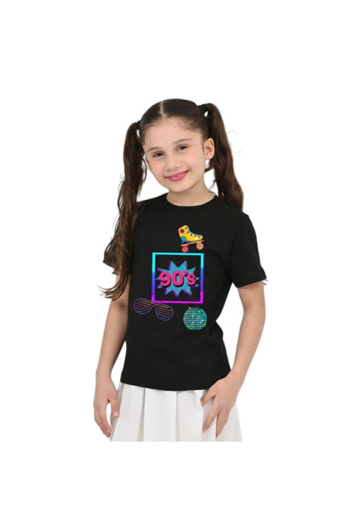Unisex 90'Lar Temalı Baskılı Pamuklu Basic T-Shirt