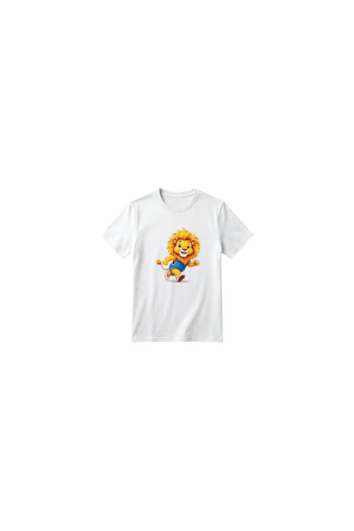 Unisex Kız Erkek Çocuk Baskılı Bisiklet Yaka Kısa Kollu Pamuklu Günlük T-Shirt