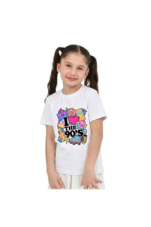 Unisex 90'Lar Temalı Baskılı Pamuklu Basic T-Shirt