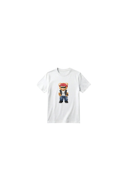 Unisex Kız Erkek Çocuk Baskılı Bisiklet Yaka Kısa Kollu Pamuklu Günlük T-Shirt