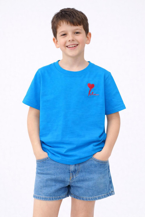 Kız Erkek Çocuk Oversize Nakışlı Pamuklu Unisex Yazlık T-Shirt