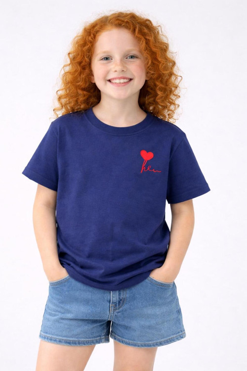 Kız Erkek Çocuk Oversize Nakışlı Pamuklu Unisex Yazlık T-Shirt