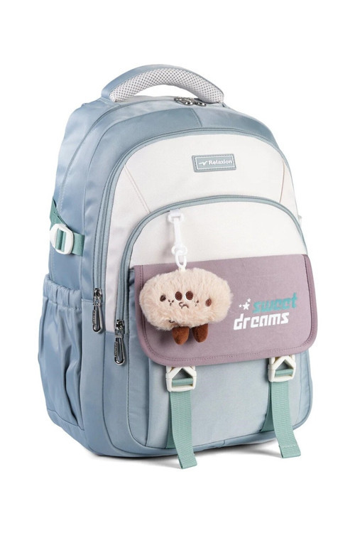 Relaxion 2462 Çocuk Bordo Peluş Anahtarlıklı Fonksiyonel Okul Çantası