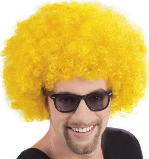 Sarı Renk Kıvırcık Afro Bonus Peruk